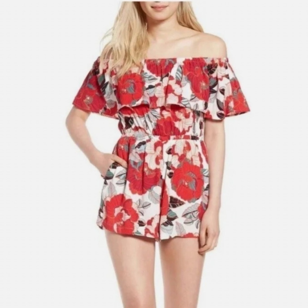 Cupcakes and Cashmere XXS Red Floral Romper
